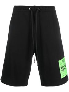 Just Cavalli short de sport en coton à patch logo - Noir