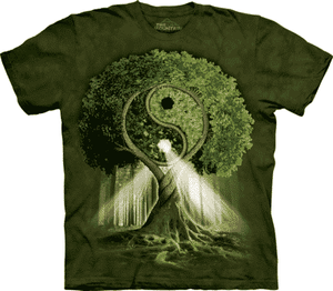 T-Shirt Mountain Artwear Yin Yang Tree Groen L