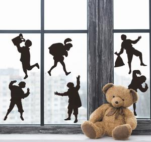 Raamsticker kinderkamer silhouet zwarte pieten