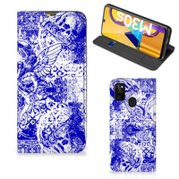 Mobiel BookCase Samsung Galaxy M30s | M21 Angel Skull Blauw - thumbnail