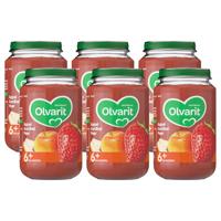 Olvarit Appel Aardbei Peer - fruithapje voor baby's vanaf 6+ maanden - 6x200 gram babyvoeding in een fruitpotje