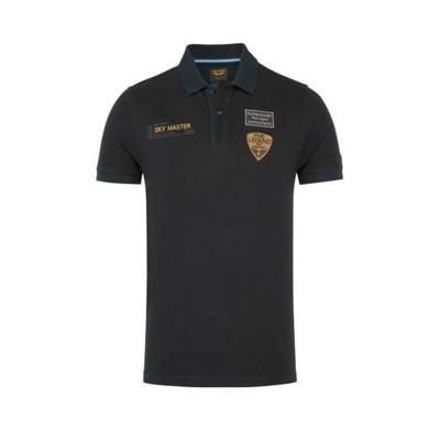 PME Legend slim fit polo met printopdruk donkerblauw