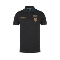 PME Legend slim fit polo met printopdruk donkerblauw