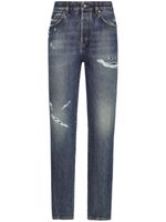 Dolce & Gabbana ripped-detail boyfriend-fit jeans - Bleu - thumbnail