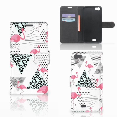 Wiko Lenny Telefoonhoesje met Pasjes Flamingo Triangle Wiko Lenny Telefoonhoesje met Pasjes Flamingo Triangle