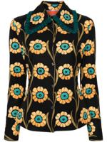 La DoubleJ Blouse met ruches en bloemenprint - Zwart