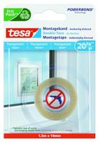 Tesa 77740-00000-00 Montagetape voor transparant en glas 20 kg/m, 1,5 m x 19 mm, wit