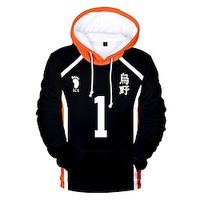 Haikyuu Cosplay Cosplay kostuum Trui met capuchon Anime Kleurenblok Letter en nummer Opdrukken Harajuku Grafisch Voor Voor heren Dames Volwassenen Back To School Lightinthebox