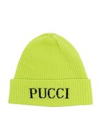 PUCCI Junior bonnet à logo intarsia - Vert