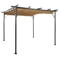 VidaXL Pergola met uittrekbaar dak 180 g/m² 3x3 m staal taupe