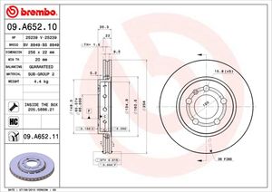 Remschijf BREMBO, Remschijftype: Binnen geventileerd, u.a. für Audi, VW, Seat, Skoda