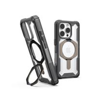 URBAN ARMOR GEAR Plasma XTE Case voor Apple iPhone 16 Pro Kickstand Case (Draadloos/Magnetisch opladen compatibel, Case kan worden geopend, 6 meter bescherming) ash (transparant) / titanium