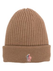 Moncler Grenoble logo-embroidered padded wool beanie - Marron