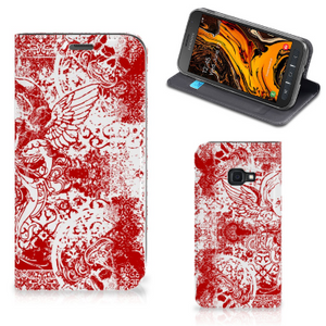 Mobiel BookCase Samsung Galaxy Xcover 4s Angel Skull Rood