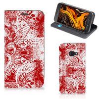 Mobiel BookCase Samsung Galaxy Xcover 4s Angel Skull Rood - thumbnail