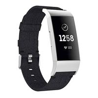 By Qubix - Compatible met Fitbit Charge 3 - Fitbit Charge 4 nylon bandje - Zwart - Compatible fitbit bandje