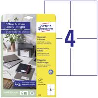 Avery-Zweckform 6124 Universele etiketten 105 x 148 mm Papier Wit 40 stuk(s) Permanent hechtend Inkjet, Laser (zwart/wit), Laser (kleur), Kopiëren (zwart/wit),