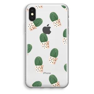 Cactusprint roze: iPhone X Transparant Hoesje