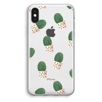 Cactusprint roze: iPhone X Transparant Hoesje - thumbnail