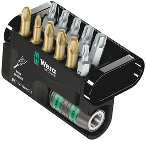 Wera Bit-Check 12 Wood 1 05057423001 Bitset 12-delig Kruiskop Pozidriv, Kruiskop Phillips, Binnen-Torx