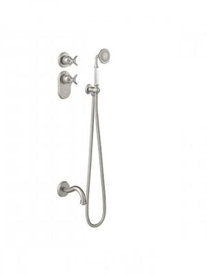 Tres Clasic thermostatische inbouw badkraan met doucheset geborsteld staal Tres Clasic thermostatische inbouw badkraan met doucheset geborsteld staal