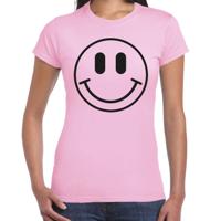 Verkleed T-shirt voor dames - smiley - roze - carnaval - foute party - feestkleding - thumbnail