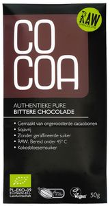 Cocoa Reep RAW Chocolade Puur Authentiek Bitter 50 gram