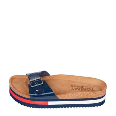 Tommy Jeans Flag Outsole Mule plateau slippers donkerblauw