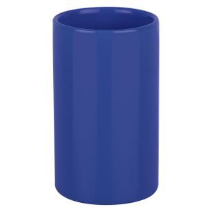 Spirella Badkamer drinkbeker/tandenborstelhouder Sienna - porselein - glans blauw - 7 x 11 cm   -