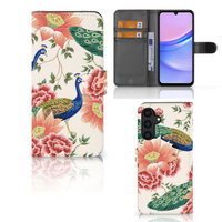 Telefoonhoesje met Pasjes voor Samsung Galaxy A15 Pink Peacock - thumbnail