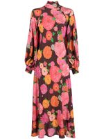 La DoubleJ Medici floral-print silk midi dress - Marron