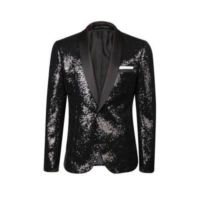 WE Fashion slim fit colbert met pailletten zwart WE Fashion slim fit colbert met pailletten zwart