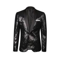 WE Fashion slim fit colbert met pailletten zwart