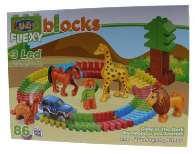 Luna Flexy Blocks Zoo bouwset glow in the dark 86 delig