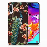 Samsung Galaxy A70 TPU Hoesje Pauw met Bloemen - thumbnail