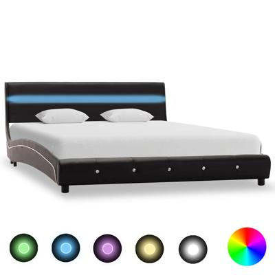 vidaXL Bedframe met LED kunstleer zwart 140x200 cm