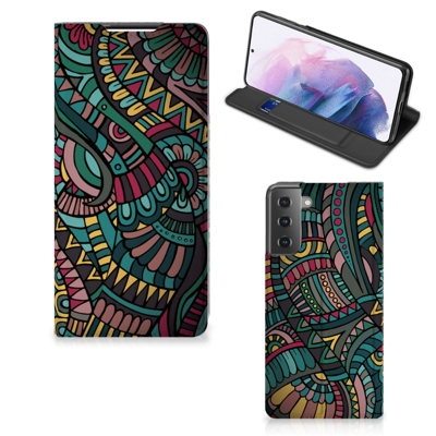 Samsung Galaxy S21 Plus Hoesje met Magneet Aztec Samsung Galaxy S21 Plus Hoesje met Magneet Aztec