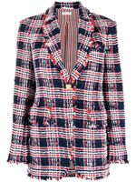 Thom Browne blazer en tweed à simple boutonnage - Bleu - thumbnail