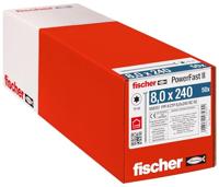 fischer PowerFast II CTP 8,0 x 240, krachtige houtbouwschroef met verzonken kop, binnenster-opname en gedeeltelijke schroefdraad, voor constructieve houtbouw, 50 stuks.