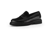 Gabor Finch Womens Penny Loafers 38 Black Wrinkle Patent