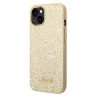 Guess Glitter Flakes Metal Logo iPhone 14 Plus Hybride Hoesje - Goud - thumbnail