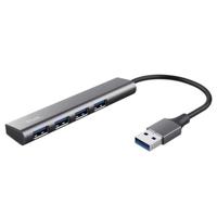 Trust Halyx USB Hub, 4 USB-A-poorten, Datahub Hoge Snelheid 5 Gbps, USB Splitter Plug & Play, Dunne USB Adapter, Compacte USB-hub voor PC, Computer, Laptop – Grijs