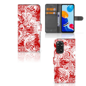 Telefoonhoesje met Naam Xiaomi Redmi Note 11/11S Angel Skull Rood