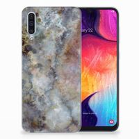 Samsung Galaxy A50 TPU Siliconen Hoesje Marmer Grijs - thumbnail