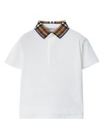 Burberry Kids polo EKD à col à carreaux - Blanc