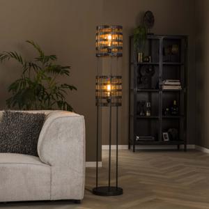 Vloerlamp Diantha Metaal, 2-lamps - Zwart nikkel