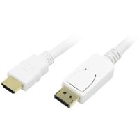 LogiLink CV0055 DisplayPort-kabel DisplayPort / HDMI Adapterkabel DisplayPort-stekker, HDMI-A-stekker 2.00 m Wit Vergulde steekcontacten - thumbnail