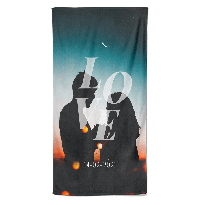 Valentijn handdoek Love met datum - Pillow Buddies