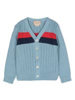 Gucci Kids cardigan en maille à rayures - Bleu