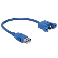 Delock Kabel USB 3.0 A female > USB 3.0 A female voor inbouw 0, 25 m, blauw
